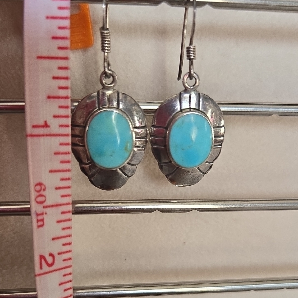 Vintage Soma 925 Sterling Silver Earrings with Turquoise Accent - Picture 5 of 5
